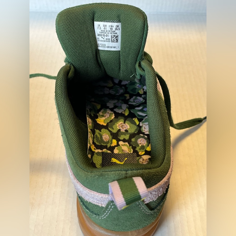 PUMA x Liberty Mayze Platform Sneakers Floral Green Suede Women’s Size 10 - Picture 3 of 10
